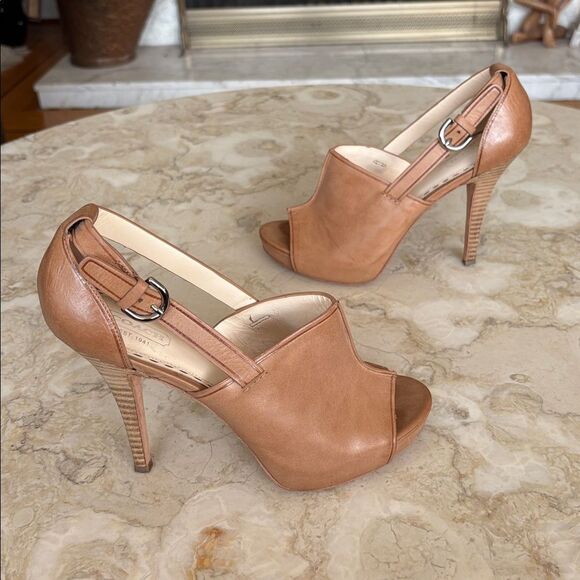 Coach Ashton Leather Peep Toe Platform Stiletto Heels - Picture 5 of 14